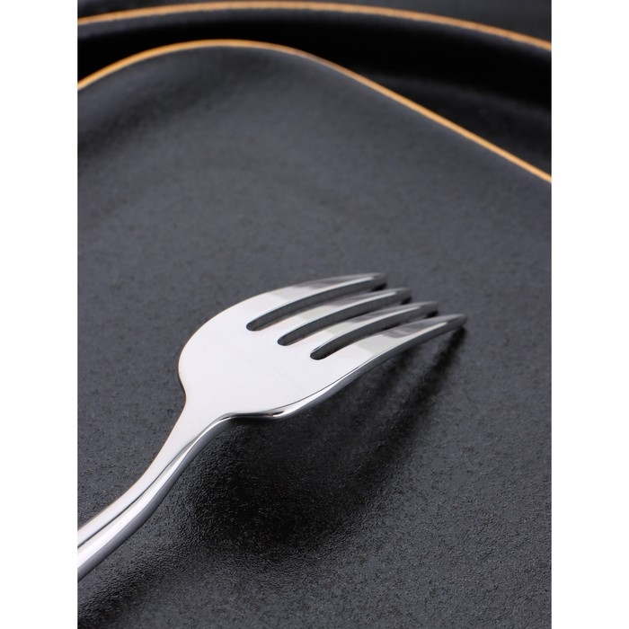 Вилка десертная из нержавеющей стали &laquo;Торнбери&raquo;, длина 18,2 см, толщина 6 мм, цвет серебряный