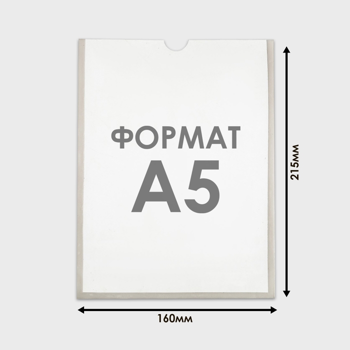 Карман А5, 16&times;21,5 см, вертикальный, с двухсторонним скотчем для крепления ПЭТ 0,7 мм В ЗАЩИТНОЙ ПЛЁНКЕ