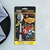 Ложка чайная с гравировкой &laquo;Любимый брат&raquo;, на подарочной открытке, 3 х 14 см.