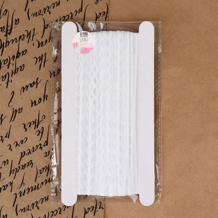 Кружево капроновое, 13 мм &times; 10 &plusmn; 1 м, цвет белый