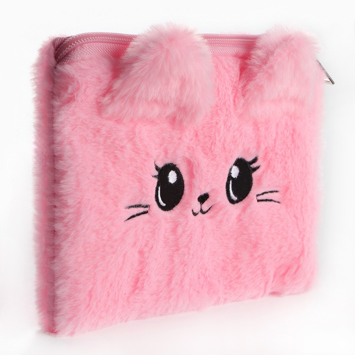 Пенал школьный из плюша &laquo;1 сентября: Очаровательный котик&raquo;, 19,5 х 14,5 см