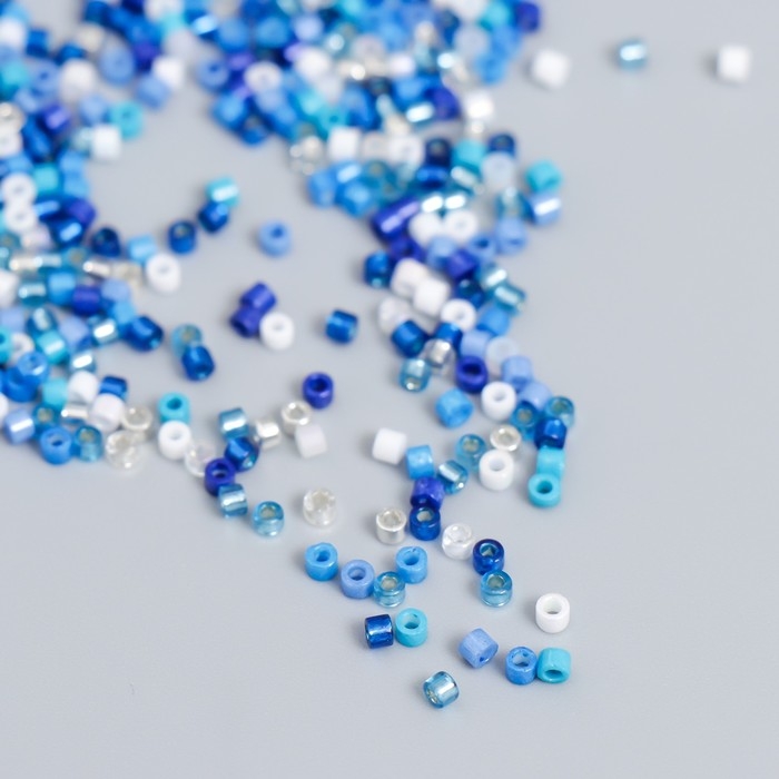 Бисер стекло 12/0 "Перламутр. Сине-голубое ассорти" 10 гр