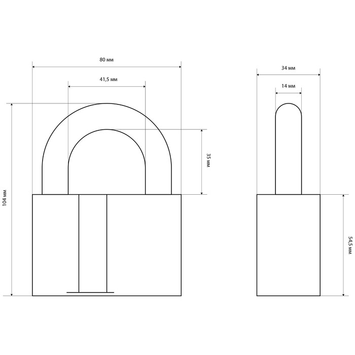 Замок навесной Замок навесной "СТАНДАРТ" ВС2МС, дужка d=14 мм