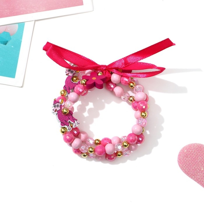 Браслет детский &laquo;Выбражулька&raquo; 3 нити, лама, цвет розовый