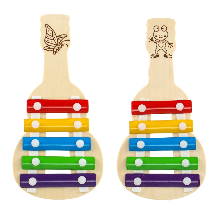 Металлофон &laquo;Гитара&raquo; 21&times;10,5 &times; 1,5 см, 2 палочки, МИКС