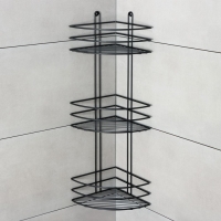 Полка для ванной угловая 3-х ярусная, 20&times;20&times;66 см, цвет чёрный