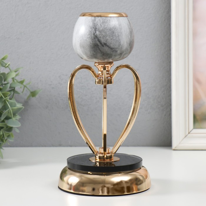 Подсвечник металл на 1 свечу Подсвечник металл на 1 свечу "Тёмно-серый мрамор" МИКС золото 24х14х14 см