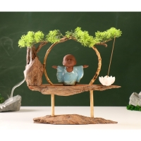 Сувенир дерево, фарфор "Маленький Будда в голубом" с подставкой для благовонии 35х35х9,5 см Сувенир дерево, фарфор "Маленький Будда в голубом" с подставкой для благовонии 35х35х9,5 см