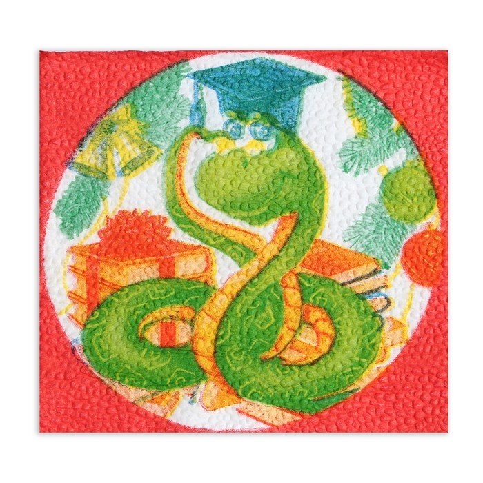 Новогодние салфетки бумажные Гармония цвета &laquo;Мудрая змея&raquo; 1 слой, 24х24 см, 100 шт