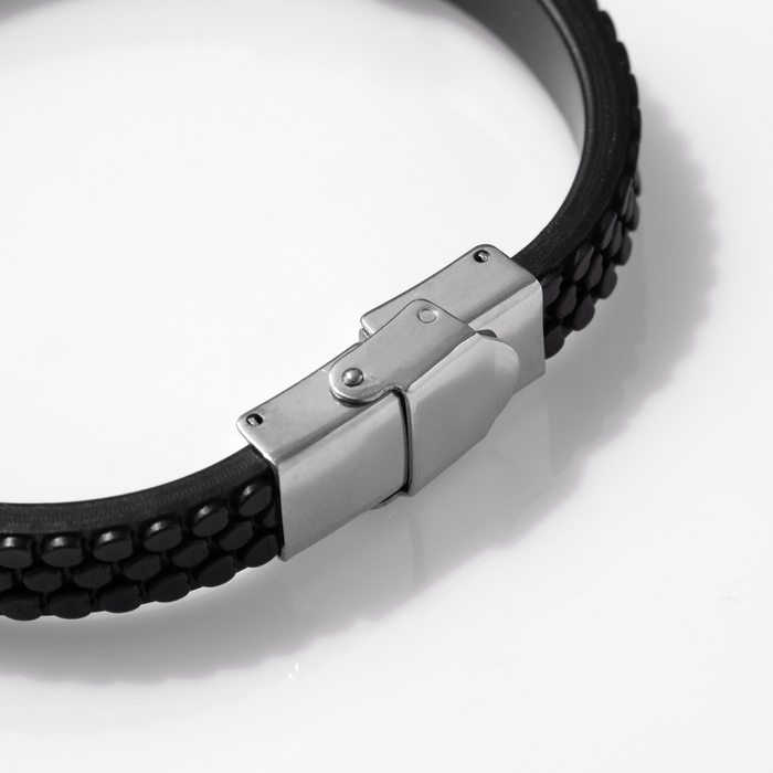 Браслет мужской &laquo;Мощь&raquo; этника, цвет чёрный с серебром, 22 см