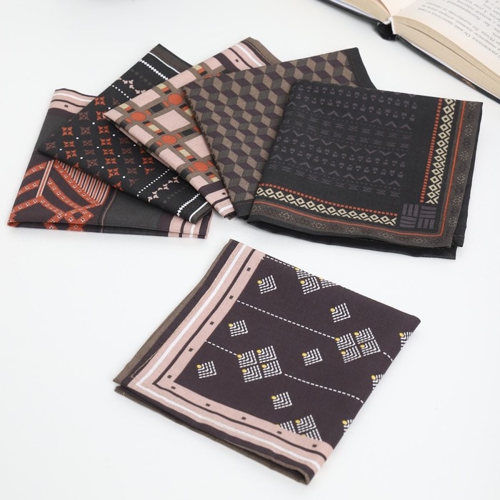 Платок носовой мужской 28х28см, 6шт, рис 29270-2, микс, ситец 100г/м, хл100%