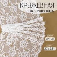 Кружевная эластичная ткань, 220 мм &times; 2,7 &plusmn; 0,5 м, цвет белый