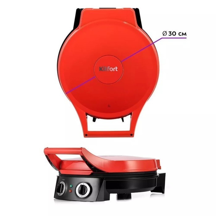 Пиццамейкер Kitfort КТ-3687, 1800 Вт, антипригарное покрытие, красный