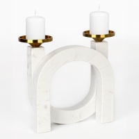 Подсвечник латунь, мрамор &laquo;Камелия&raquo; 19 х 18 х 8 см