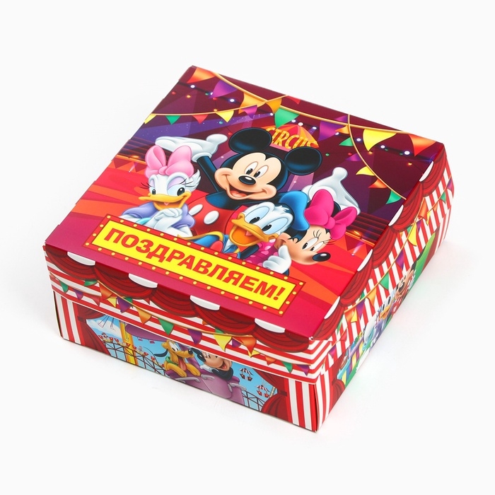 Коробка подарочная складная с 3Д &laquo;Поздравляем!&raquo;, Микки Маус, 15 х 15 х 7 см
