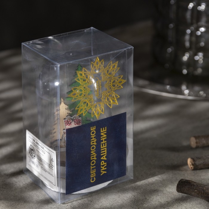 Светодиодная фигура под куполом &laquo;Машина с подарками&raquo; 6 &times; 9.5 &times; 6 см, дерево, батарейки LR1130х3 (нет в комплекте), свечение тёплое белое