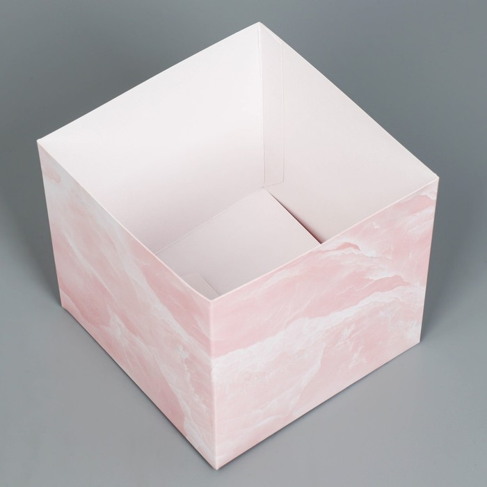 Коробка подарочная для цветов с PVC крышкой, упаковка, «Мрамор», 12 х 12 х 12 см Коробка подарочная для цветов с PVC крышкой, упаковка, «Мрамор», 12 х 12 х 12 см