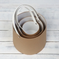 Набор коробок 3 в 1 Обратный конус крафт без крышек с ручкой 11-14 х 14-16 х 18-21