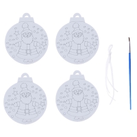 Ёлочное украшение под раскраску &laquo;Санта&raquo; 4 шт., кисть