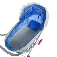 Коляска кукольная №3, цвет голубой с серым