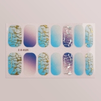 Лаковые полоски для маникюра, 14 шт, цвет голубой/синий Лаковые полоски для маникюра, 14 шт, цвет голубой/синий