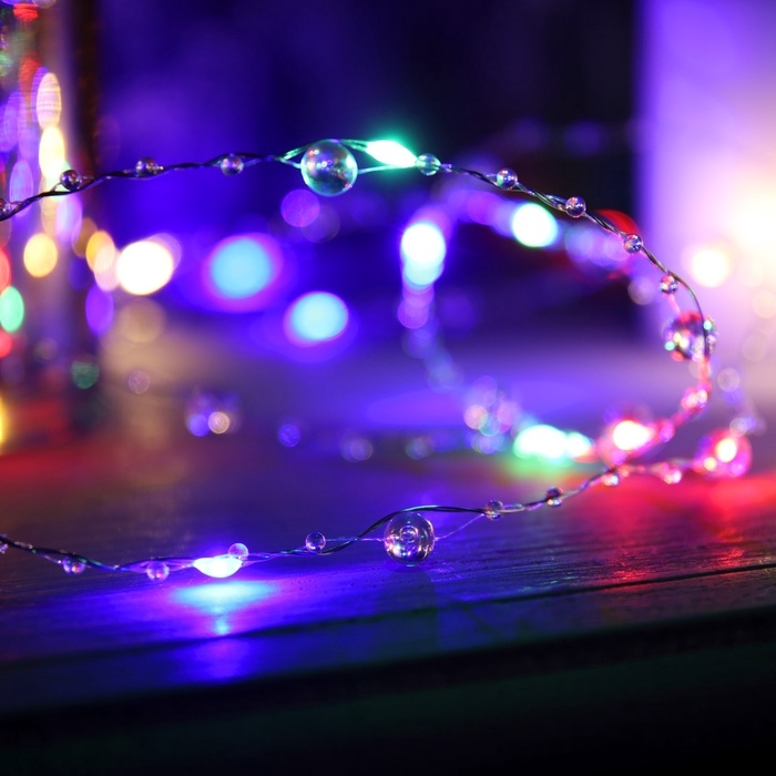 Гирлянда &laquo;Нить&raquo; 5 м роса с насадками &laquo;Сияние&raquo;, IP20, нить серебристая, 50 LED, батарейки AAx3 (не в комплекте), свечение RGB