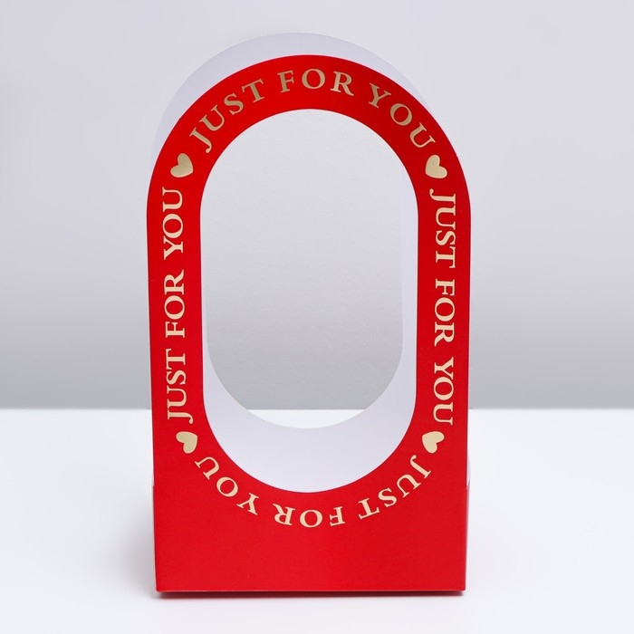 Коробка-переноска для цветов &laquo;Для тебя&raquo; 22 &times; 12 &times; 38 см, красная