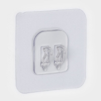 Крючок самоклеящийся для прутьев, прозрачная основа, 5,6&times;5,6 см, 10 шт