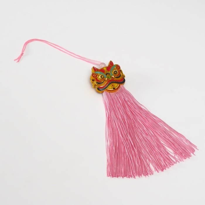 Подвеска текстиль, пластик Подвеска текстиль, пластик "Китайский лев" розовая 2х4х14 см