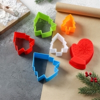 Набор для выпечки новогодний Доляна &laquo;Новогодняя&raquo;, 6 предметов: форма для выпечки, набор форм для вырезания печенья 5 шт