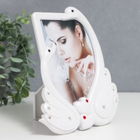 Фоторамка пластик 10х15 см "Два лебедя с сердечками" белая 14,5х18,5 см