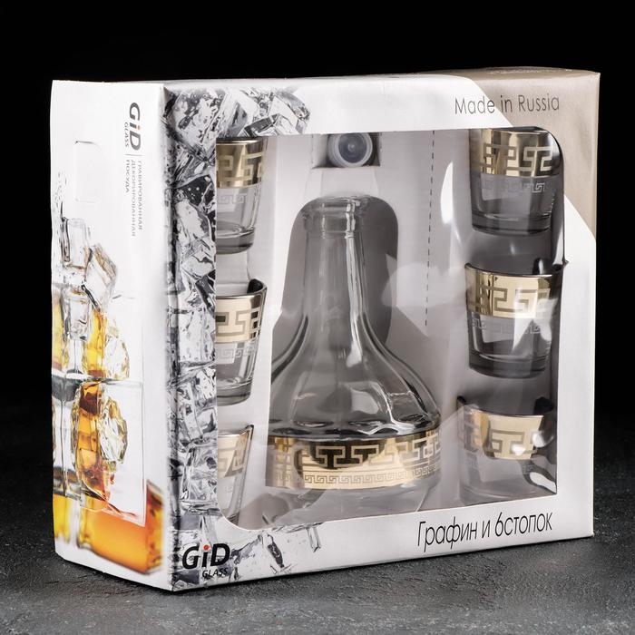 Набор питьевой &laquo;Нэро&raquo;, 7 предметов: графин-штоф 500 мл, стопка 50 мл, 6 шт, цвет напыления золотой