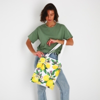 Сумка шопер &laquo;Лимоны&raquo; 35х0.5х40 см, отд без молнии, без подклада, белая