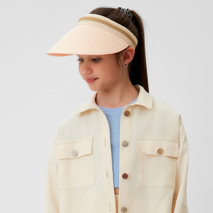 Козырёк плетёный для девочки MINAKU цвет розовый, р-р 50-52