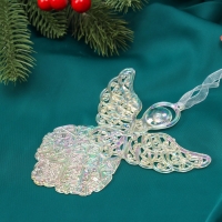 Ёлочная игрушка &laquo;Зимнее волшебство. Ангелок перелив&raquo; пластик, 12х10,5 см, прозрачный