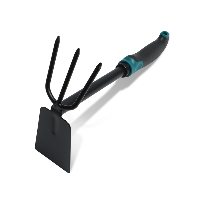 Мотыжка комбинированная Greengo, длина 30 см, 3 зубца, эргономичная прорезиненная ручка Мотыжка комбинированная Greengo, длина 30 см, 3 зубца, эргономичная прорезиненная ручка