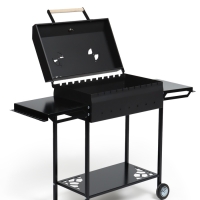 Мангал GrilMe MAX, 35 х 115 х 83 см, сталь 2 мм, термометр, 2 полки, колёса