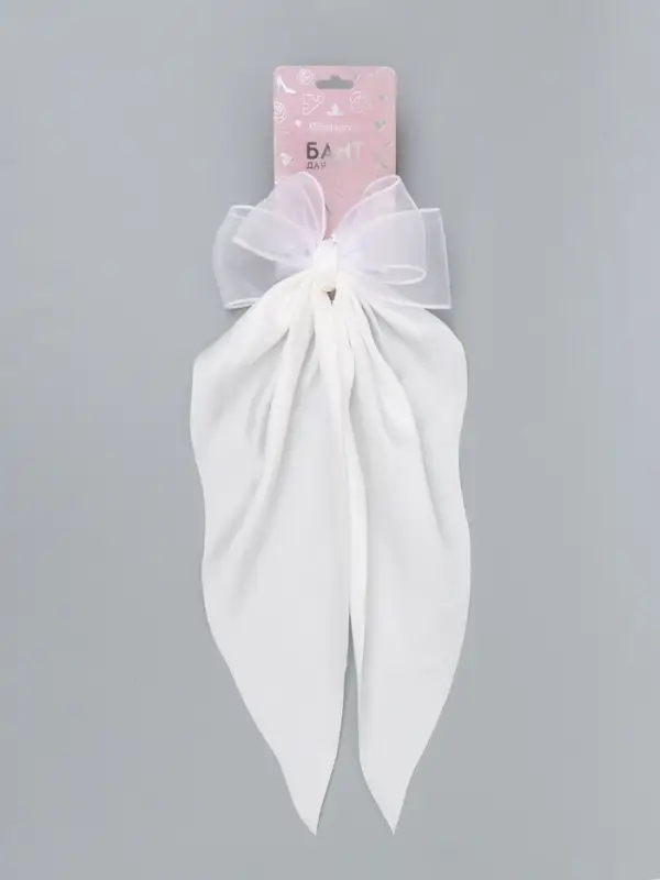 Бант для волос на заколке с лентами, белый, Принцессы