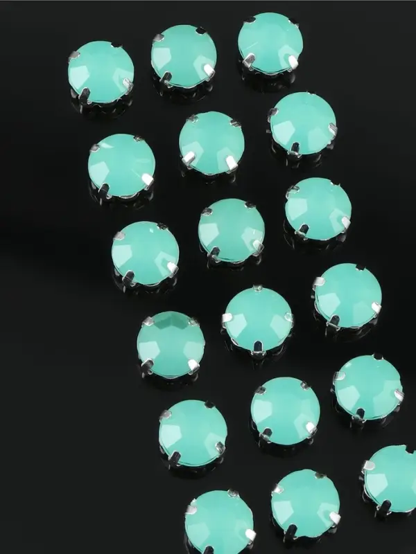 Стразы пришивные &laquo;Шатон&raquo;, круглые, в цапах, d=10 мм, 20 шт., зелёные