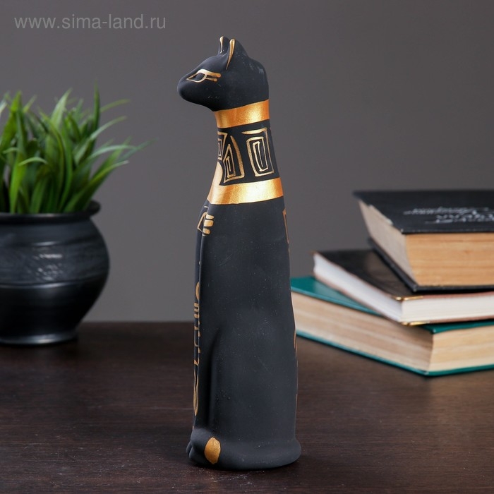 Фигура "Кот Египетский" роспись чёрный 5х6,5х22,5см