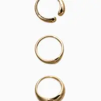 Набор колец 3 шт "Новый стиль" минимализ линий, размер МИКС, цвет золото