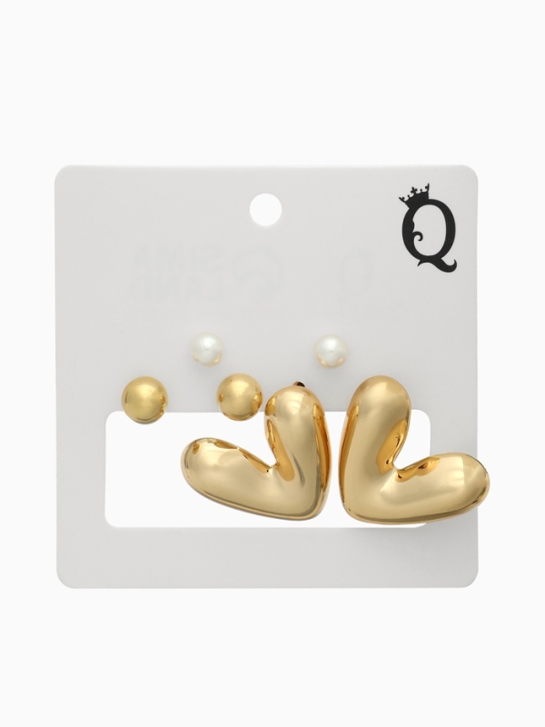 Набор серьги 3 пары &laquo;Буквы&raquo; любовь, цвет розовый в золоте