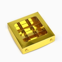 Коробка для конфет &laquo;Золотистая&raquo;, 14.5 х 14.5 х 3.5 см