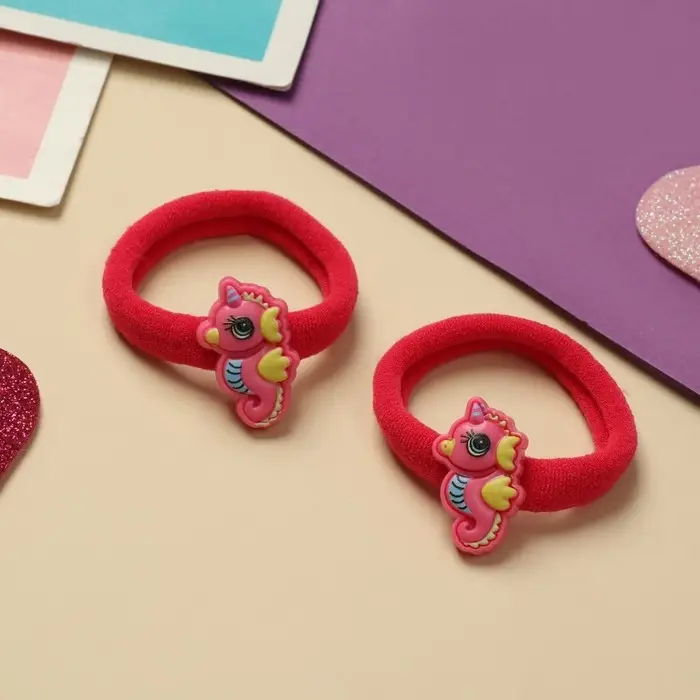 Резинка для волос "Пупсёнок" (набор 2 шт) морской конёк, 4 см, розовый