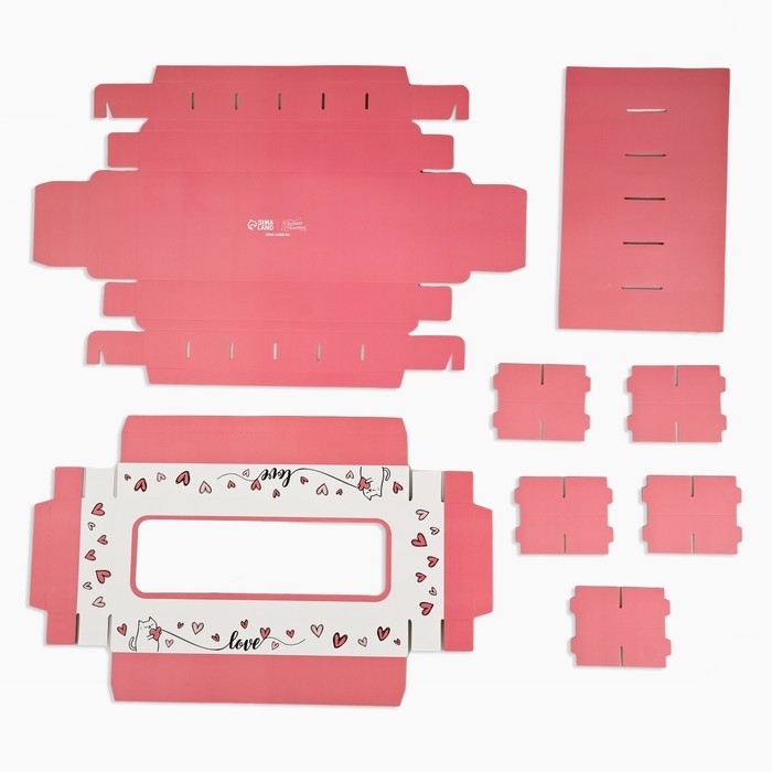 Коробка складная под 12 конфет &laquo;Сердечки&raquo;, 3,8 х 10,5 х 26,5 см