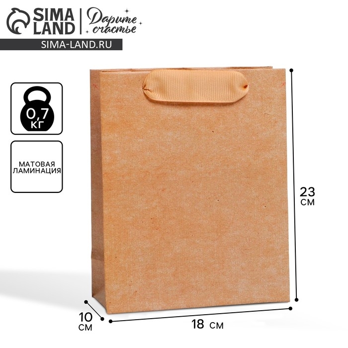 Пакет подарочный ламинированный, упаковка, &laquo;Крафтовый&raquo;, MS 18 х 23 х 10 см