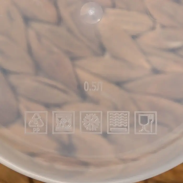 Контейнер круглый Доляна, пищевой, 500 мл, прозрачный, крышка зелёная