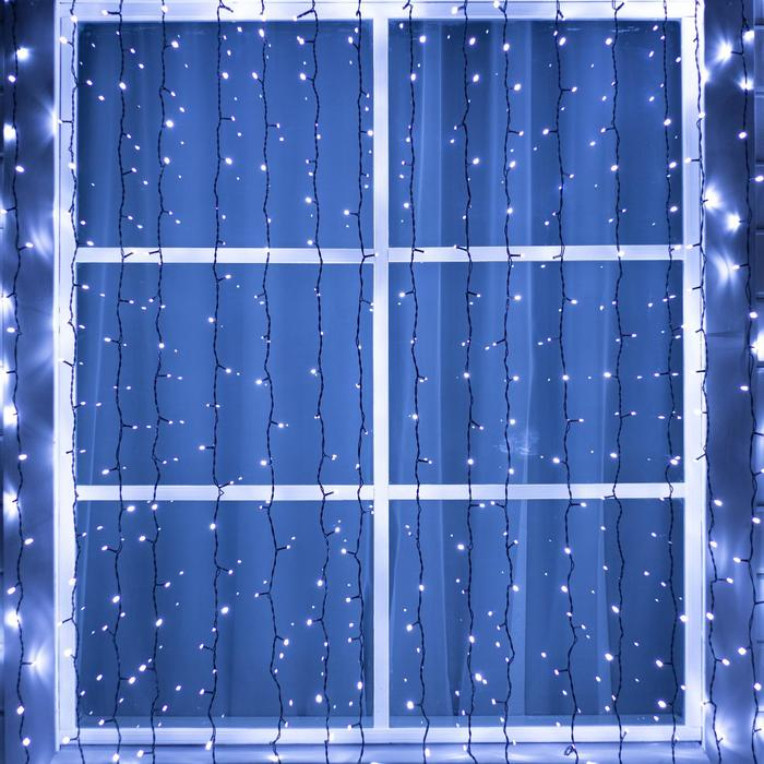 Гирлянда &laquo;Занавес&raquo; 2 &times; 3 м, IP44, УМС, тёмная нить, 760 LED, свечение белое, 220 В