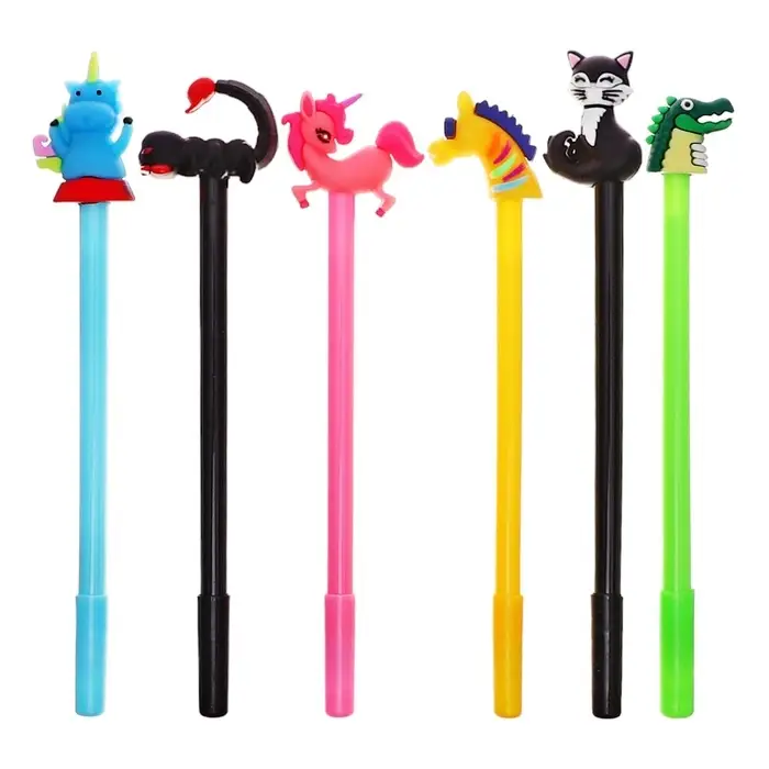 Ручка - прикол гелевая, синий стержень, Животные, МИКС