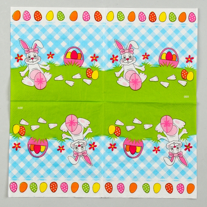 Салфетки бумажные &laquo;Белый кролик&raquo; с розовым бантиком, 33х33 см, набор 20 шт.